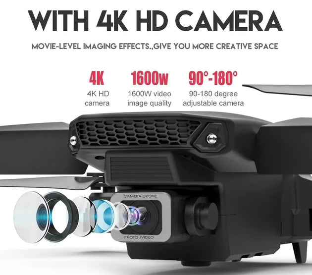 E88Pro 4K FPV Drone 1080P HD Camera Portable Foldable Design Stable Height Hold  Best Christmas Gift Professional RC Aircraft