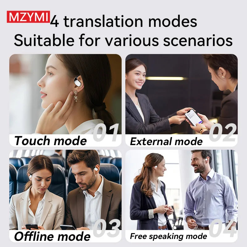 MZYMI Q39 AI Translation Wireless Earphone TWS Ear Hook Sport Running Bluetooth Headset ENC Noise Cancelling Headphone With Mic