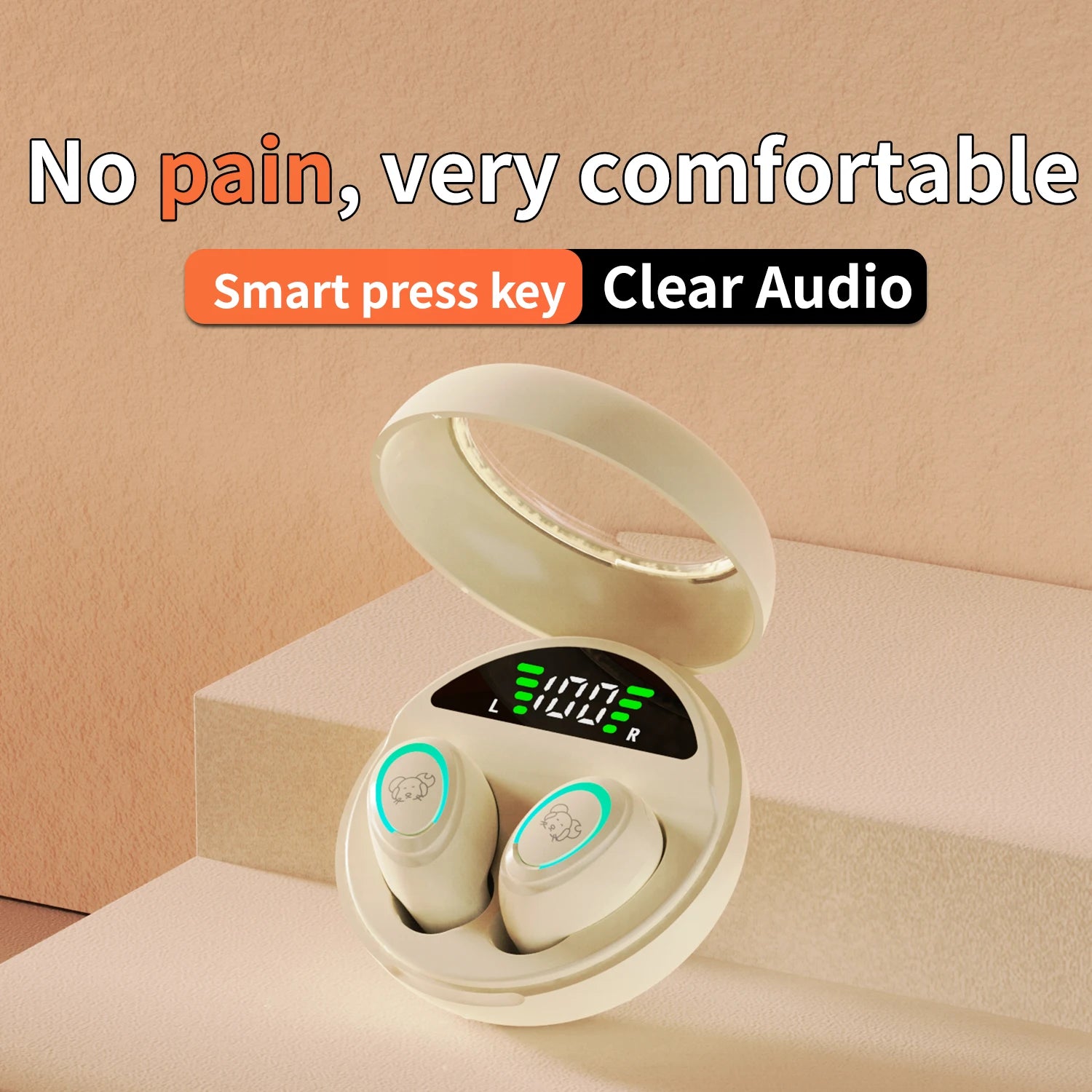 Bluetooth Headphones Wireless Earbuds 48hrs Talktime Digital Display Sports Ear Buds IPX5 Waterproof Earphones for Phone Laptop