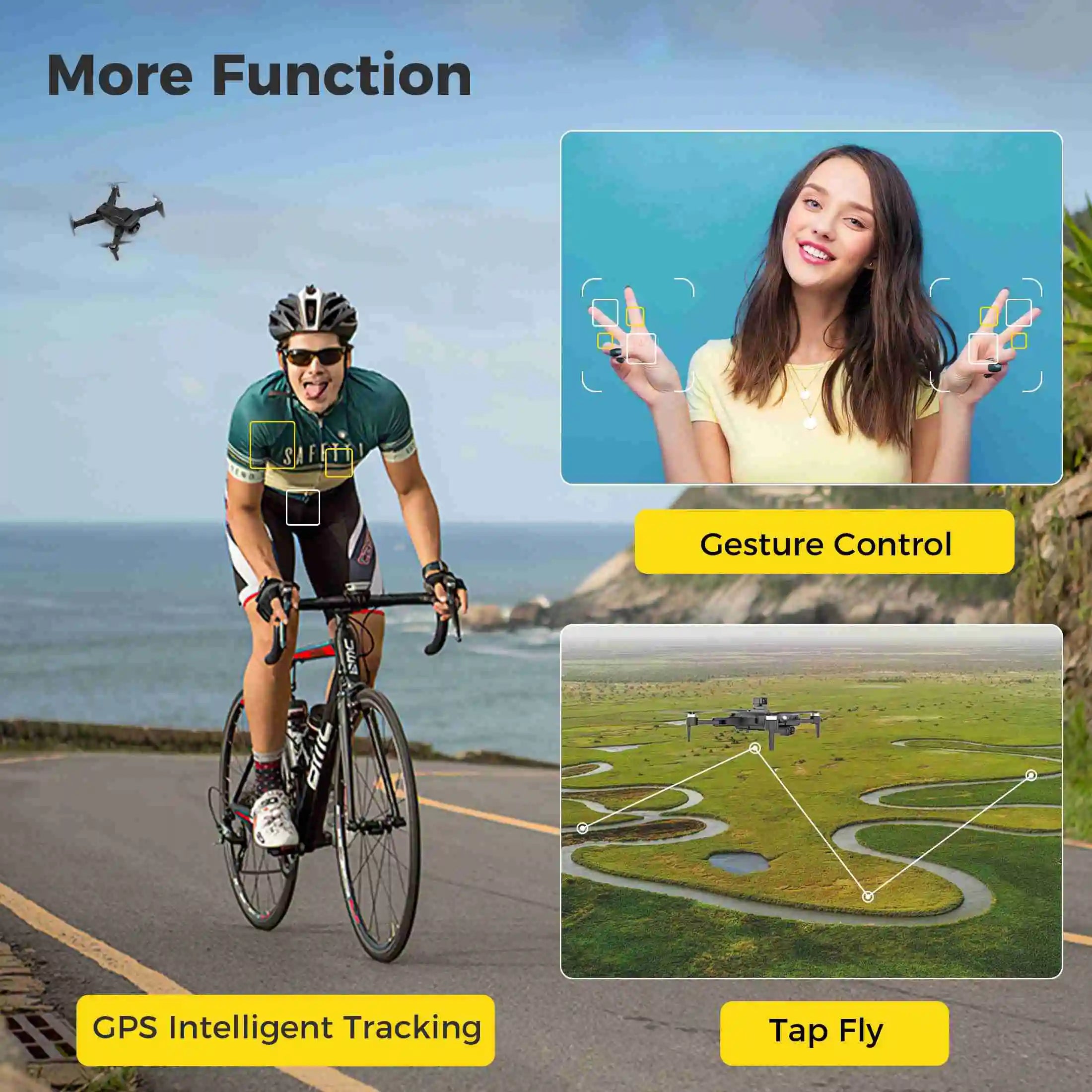 RC Drone RC Drone Brushless Motor Long Flight Times GPS Drone Quadcopter with Remote Controller 2 Batteries Remote Control Drone