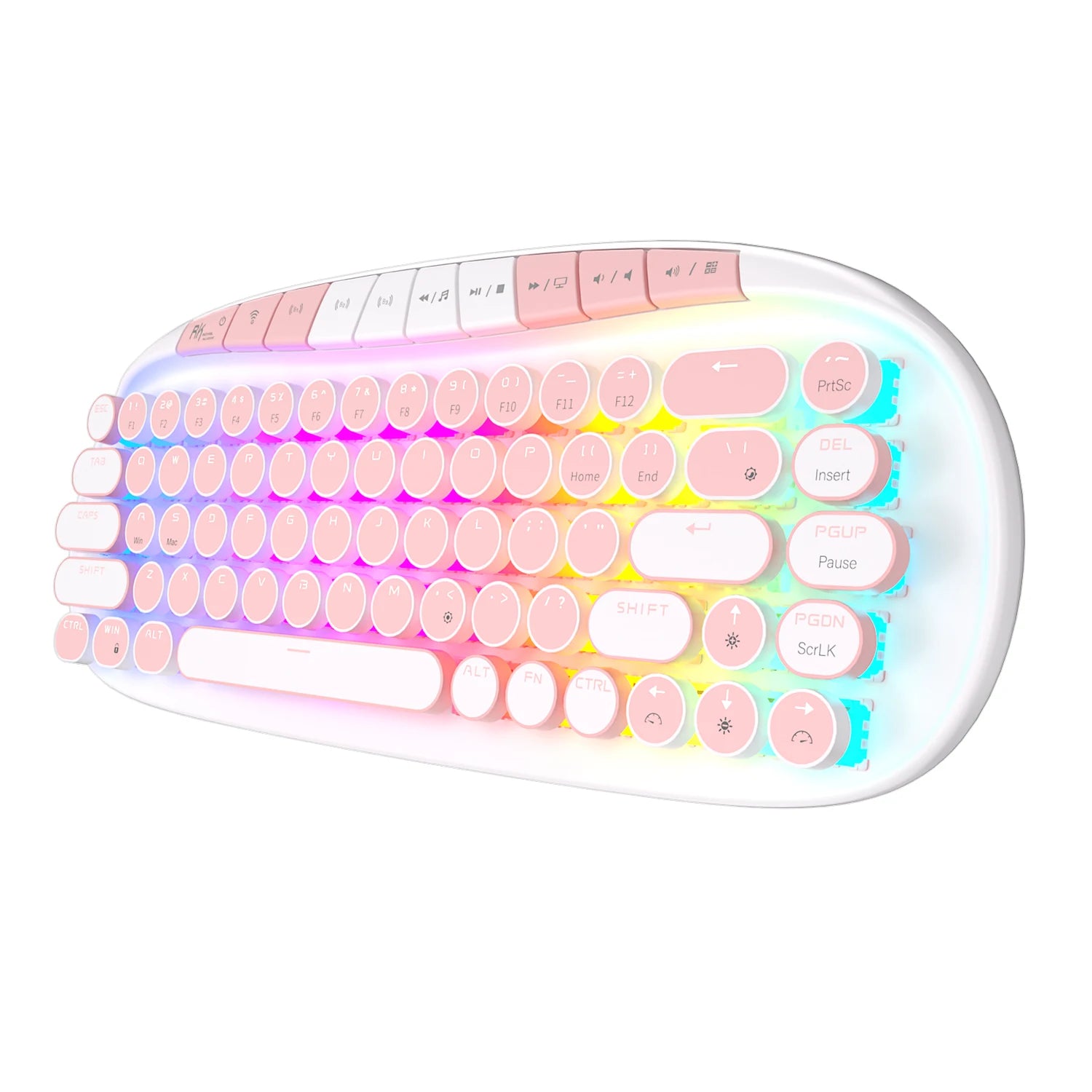 ROYAL KLUDGE RK ROUND Retro Punk Mechanical Keyboard 2.4G Wireless Bluetooth USB 68 Keys RGB Hot Swap Typewriter Gamer Keyboard