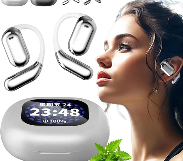 Open Ear Headset Wireless Bluetooth Earbuds,Intelligent Touch Screen Headphones,Built-in Mic,Sport Earphones,for Running Fitness