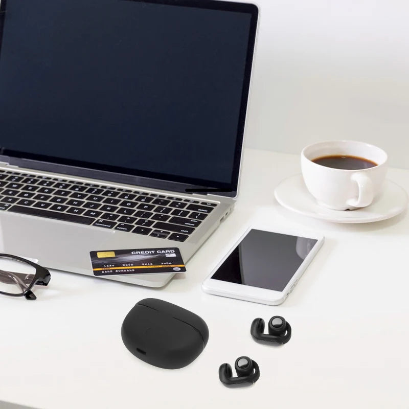 New Wireless Bluetooth 5.3 Earbuds Waterproof Sweatproof Noise Reduction Ear Clip Sport Earphones With Charging Case