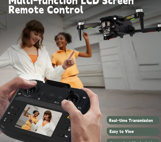 TD12LCD with Motor Brushless Drones with LCD Screen RC Optical Flow Positioning Quadcopter for Beginners