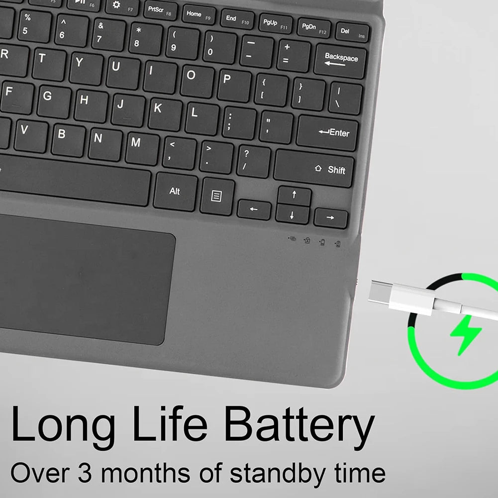 Wireless Bluetooth Backlit Slim Keyboard with Touchpad for Microsoft Surface Pro 8 9 10 X Portable Rechargeable Keyboard