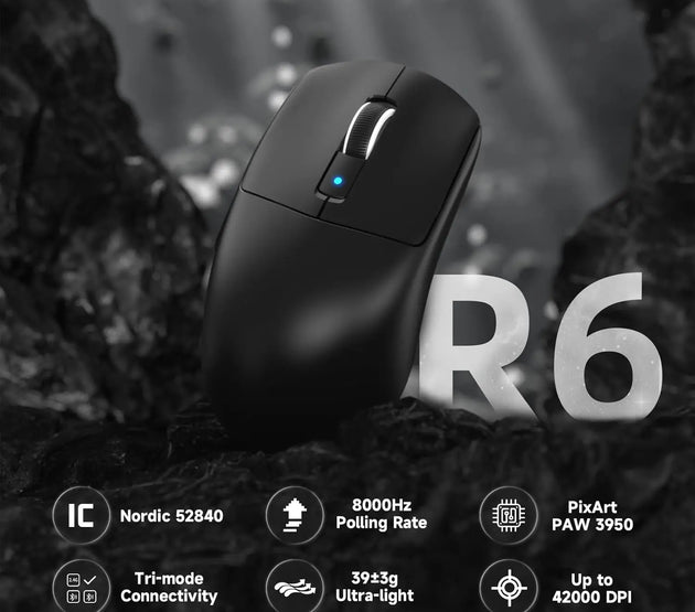 MAMBASNAKE x ATTACK SHARK R6 Wireless Gaming Mouse,PixArt PAW3950MAX 42000 DPI