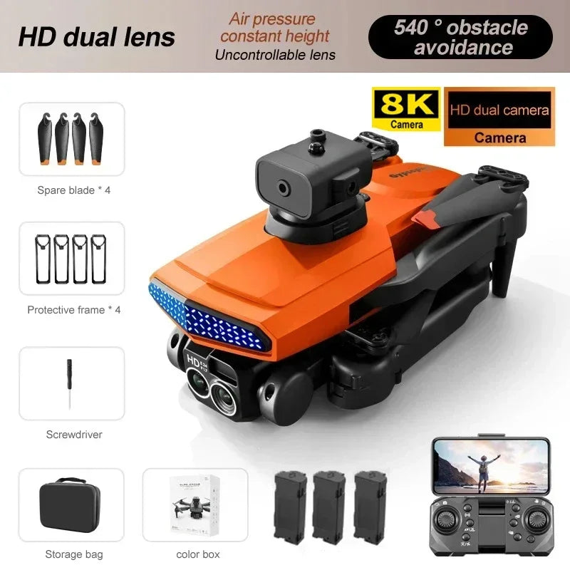 New D6 8K Drone Professional HD Dual Camera Optical Flow Localization Obstacle Avoidance WIFI FPV RC Foldable Quadcopter Toys