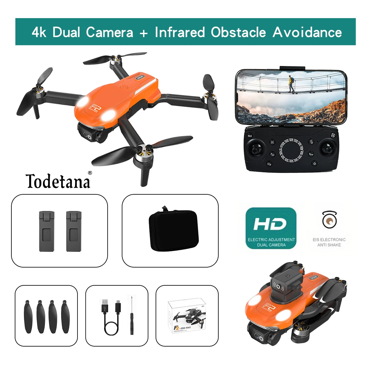 F2 Drone 4K Ultra HD Camera Long Battery Life Intelligent Flight Modes Foldable Design GPS Tracking Precision