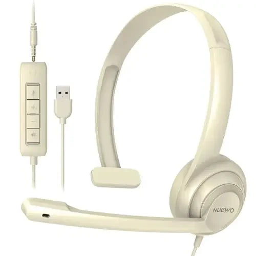 NUBWO HW02 USB Headphones with Mic Noise Cancelling Ultra Comfort Computer Headset for Laptop Pc on-Ear Wired Office Call Center