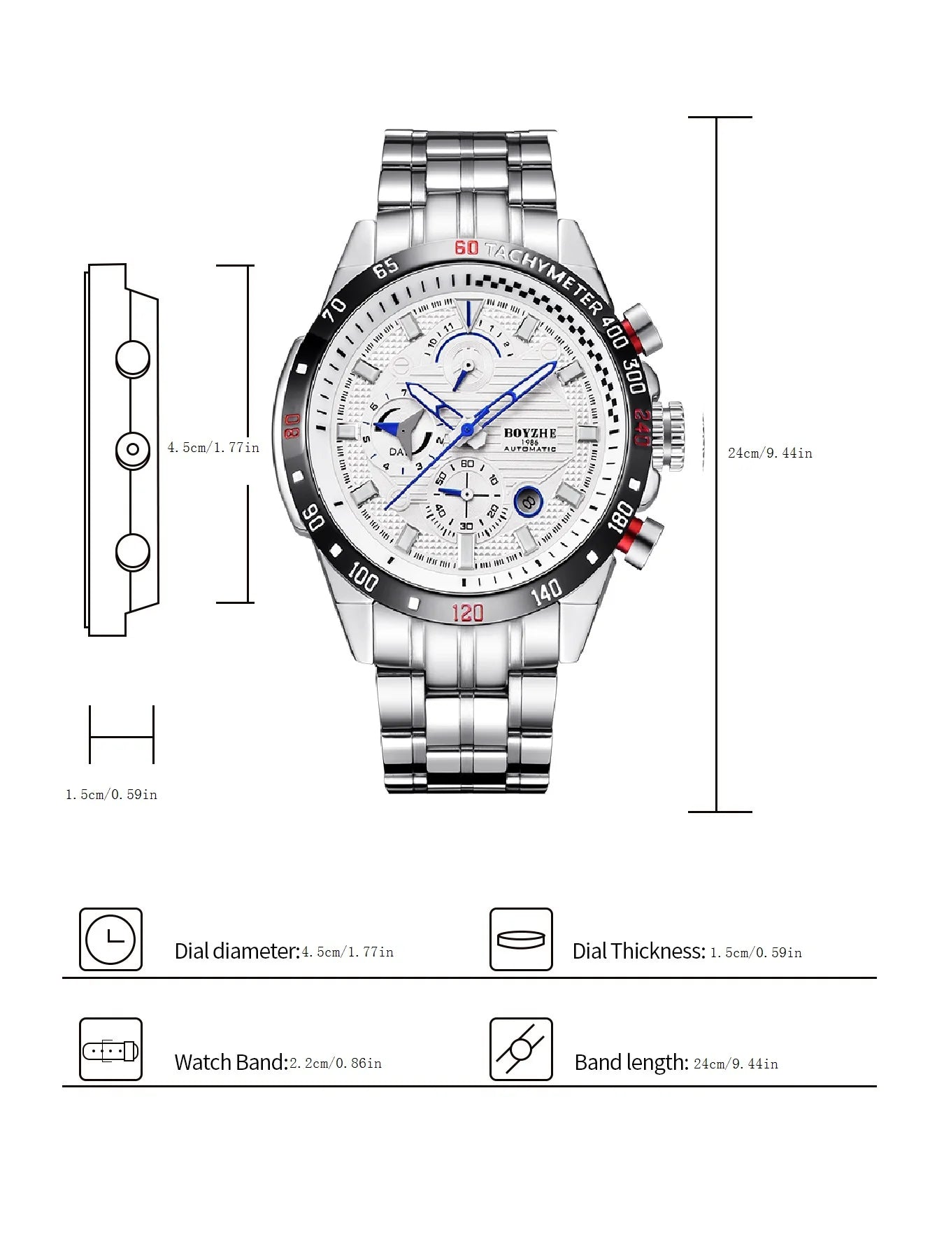 BOYZHE mechanical watch, multi-functional fully automatic mechanical watch, skeleton calendar business watch, waterproof men's w