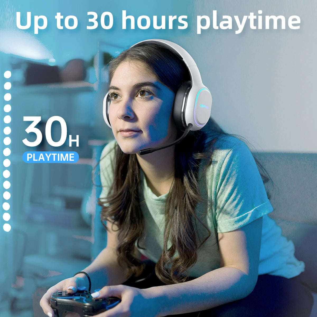 Kofire UG-05 Gaming Headphones 2.4G BT5.0 Wireless Headset With Mic RBG Light Vibration Bluetooth Earphone For PS4 PS5 PC Switch