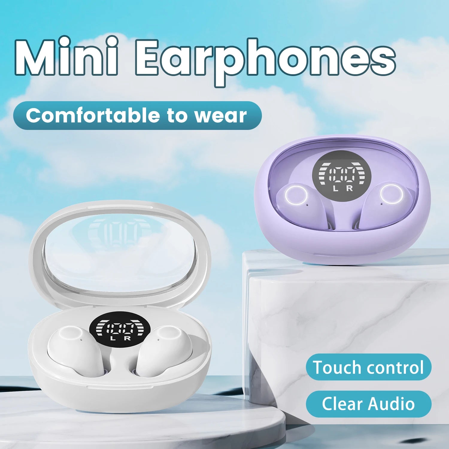 Invisible Sleep Wireless Bluetooth Earphone Headset with Mic，Smallest Tiny Earbuds Hidden Headphones Small Ears Sleep Buds