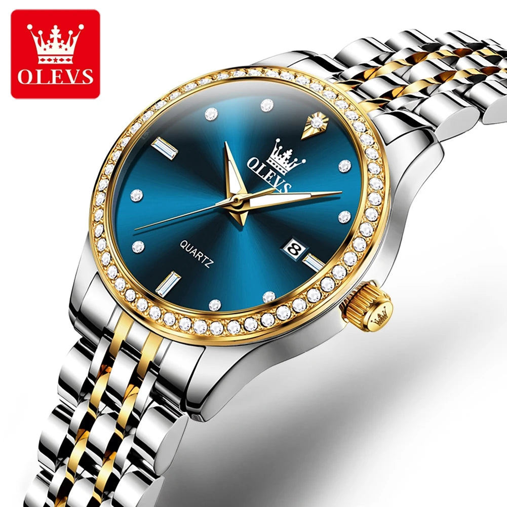 OLEVS Luxury Brand Women's Watches Elegant Gold Fashion Quartz Watch Luminous Versatile Waterproof Female Authentication Watch