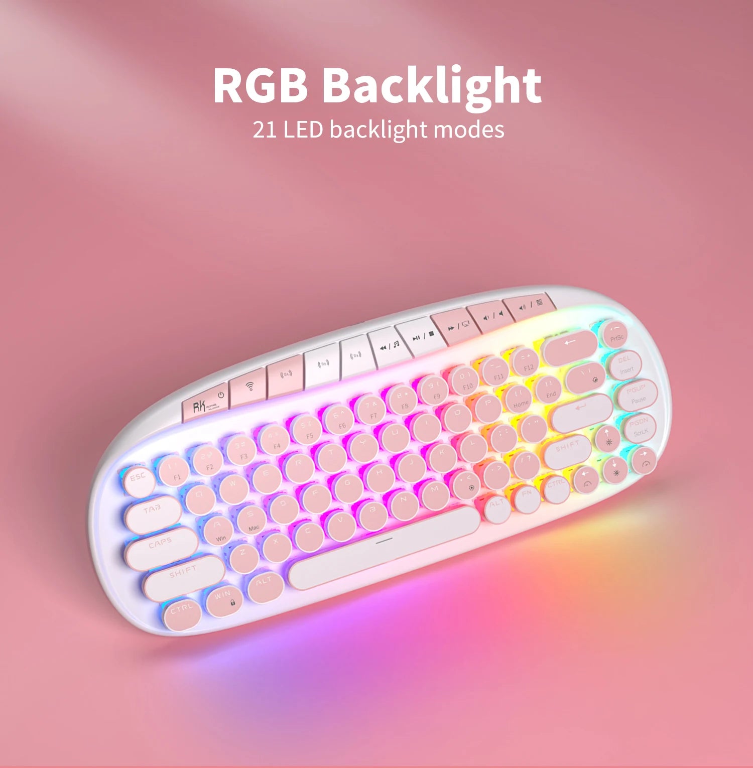 ROYAL KLUDGE RK ROUND Retro Punk Mechanical Keyboard 2.4G Wireless Bluetooth USB 68 Keys RGB Hot Swap Typewriter Gamer Keyboard