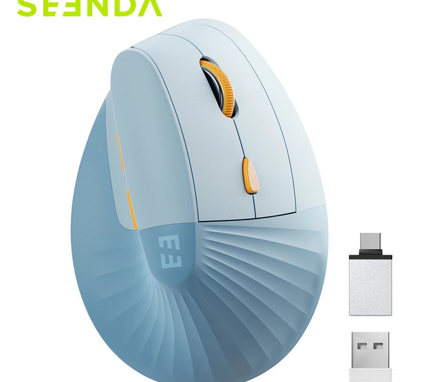 SEENDA Vertical Wireless Mouse Type C Rechargeable Ergonomic USB & Type C Mice for Laptop Laptop PC MacBook Windows Android