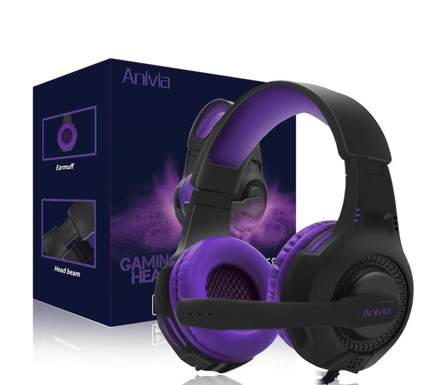 Wired Gaming Headset with Mic Noise Isolating Over-Ear, PC/PS4/PS5/Xbox Compatible, Volume Control, 3.5mm Audio Jack