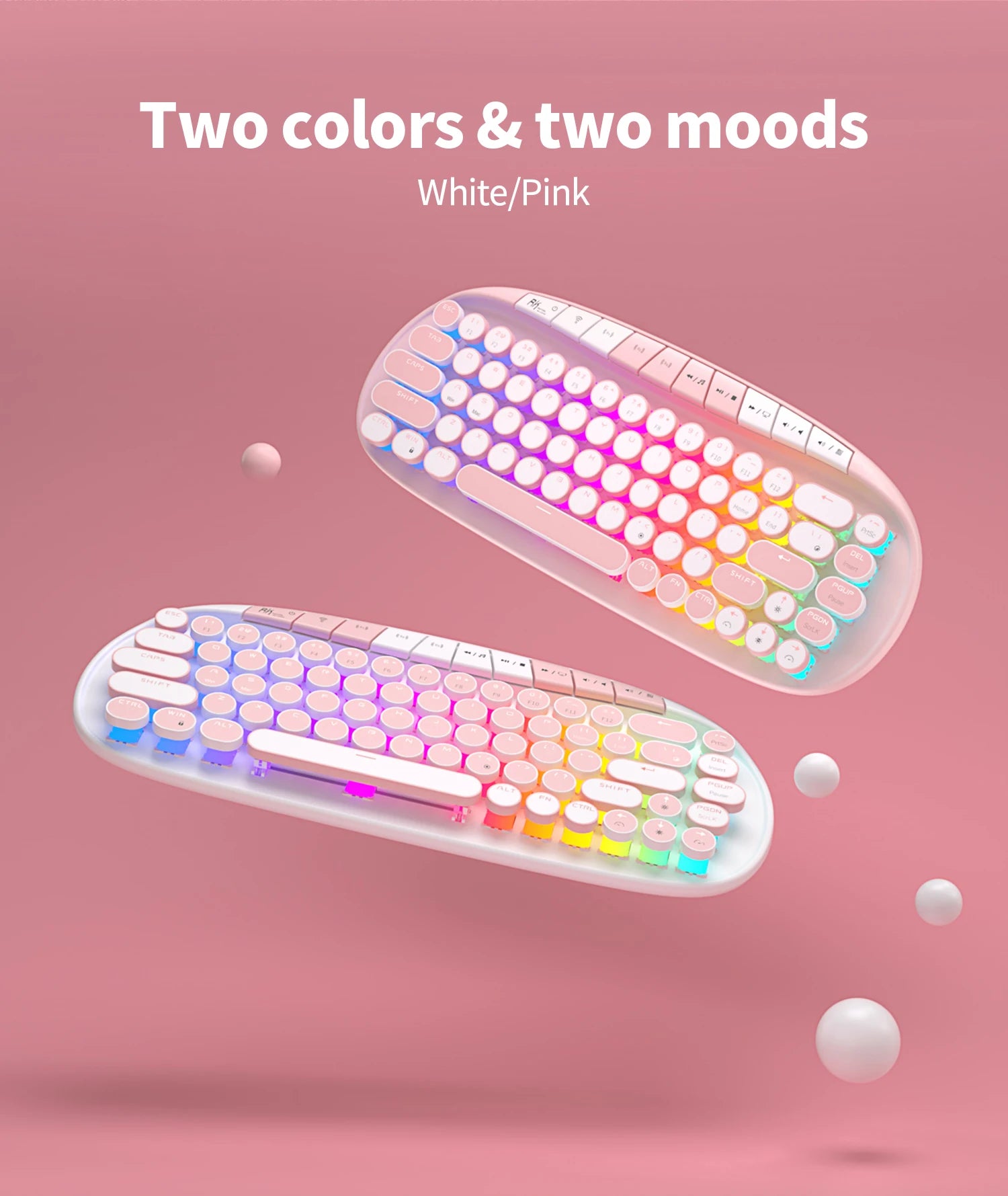 ROYAL KLUDGE RK ROUND Retro Punk Mechanical Keyboard 2.4G Wireless Bluetooth USB 68 Keys RGB Hot Swap Typewriter Gamer Keyboard