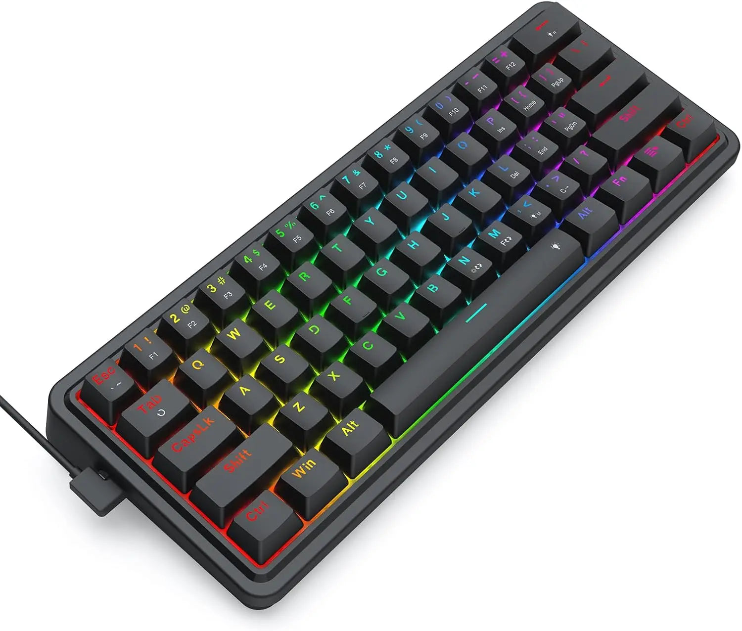 Redragon K722 60% Wired Gasket RGB Gaming 61 Keys Hot-Swap Compact Mechanical Keyboard，3-Layer Noise Dampening