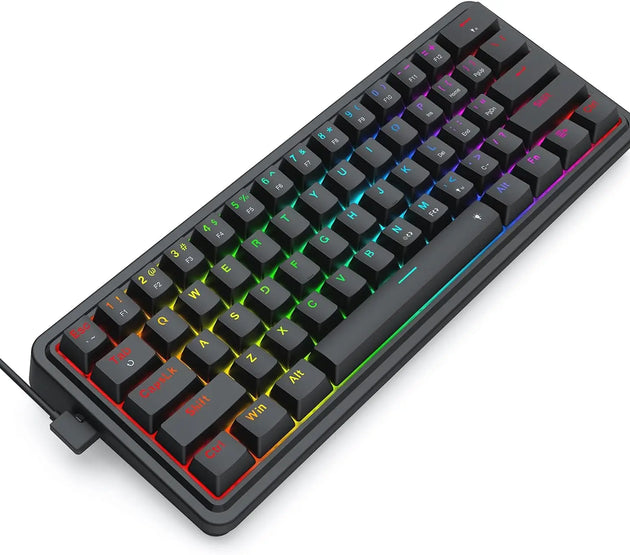 Redragon K722 60% Wired Gasket RGB Gaming 61 Keys Hot-Swap Compact Mechanical Keyboard，3-Layer Noise Dampening