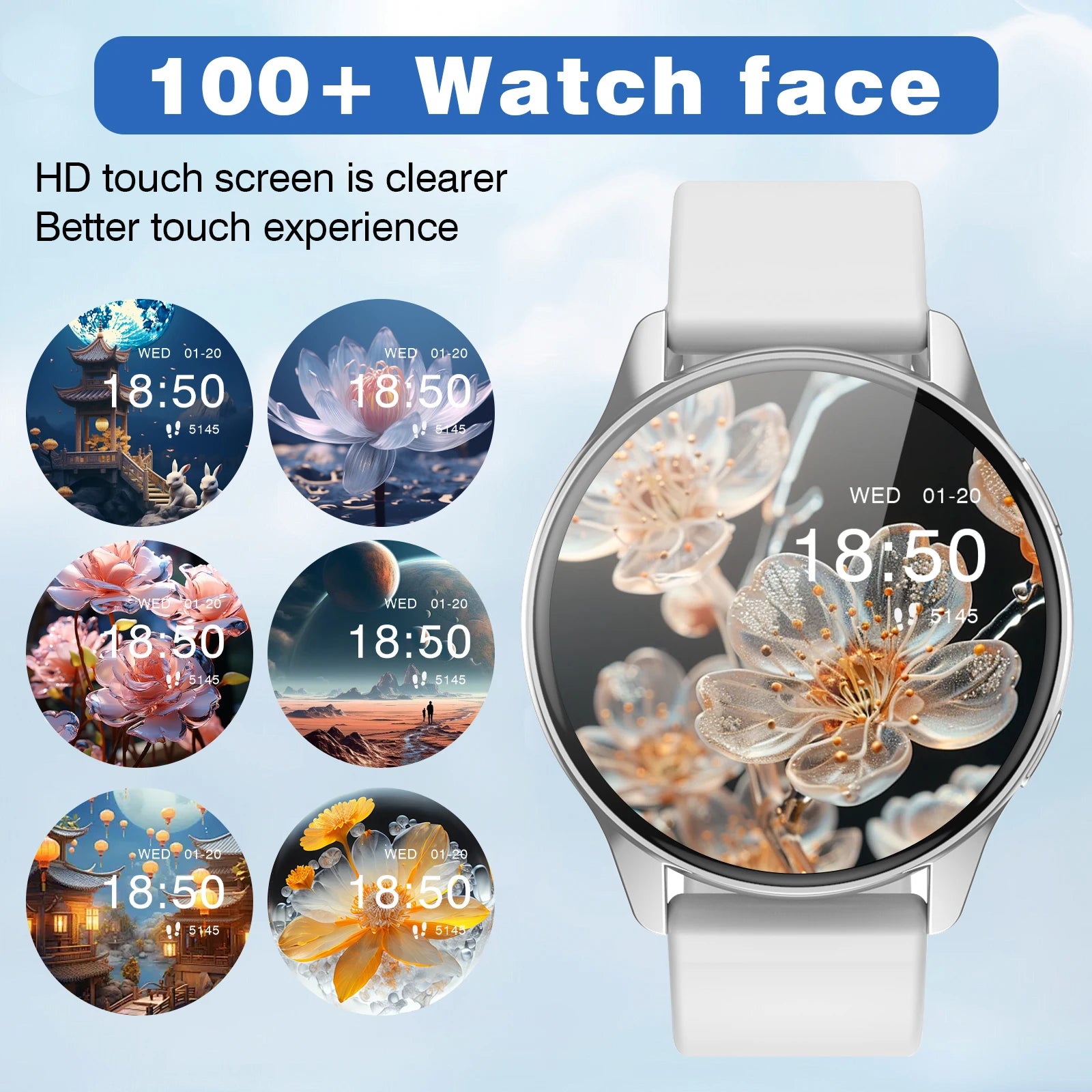 Smartwatch, call reminder/rejection, message reminder view, multi-sport mode, music playback, suitable for men/women