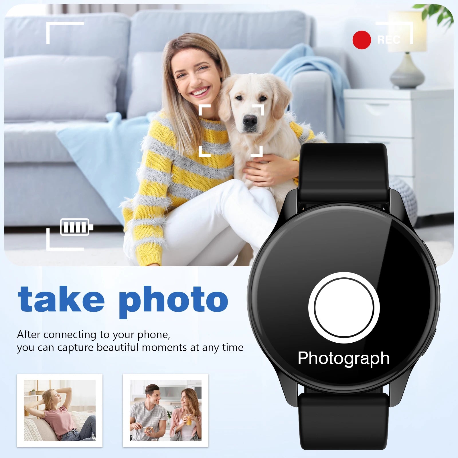 Smartwatch, call reminder/rejection, message reminder view, multi-sport mode, music playback, suitable for men/women