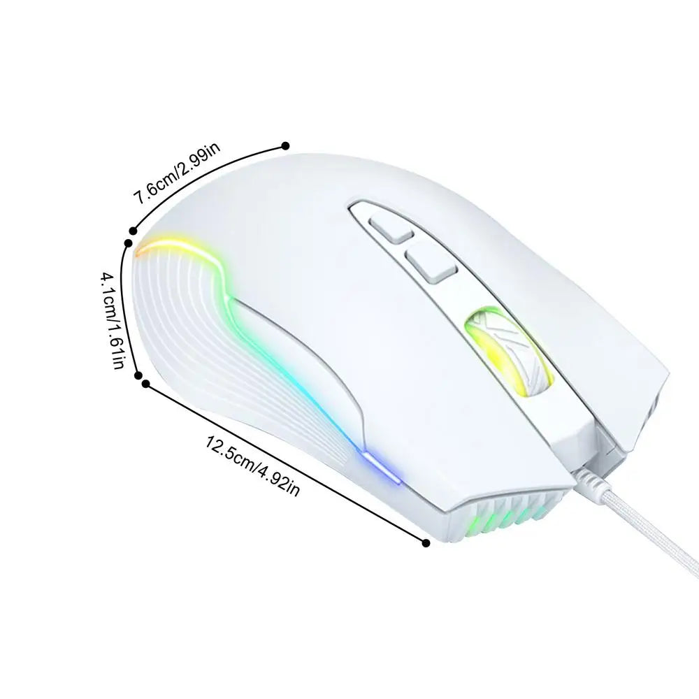 CW905 2.4GHz Wired Mechanical Mouses 7 Programming Buttons Adjustable Colorful RGB Mouses USB Light up Game Mouses