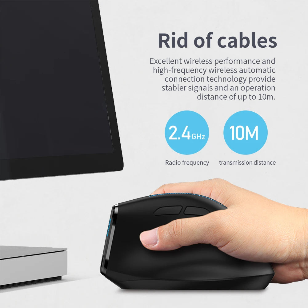 ZELOTES F-36A 2.4G Wireless Mouse 2400 DPI Adjustable Optical Vertical Mouse 6 Buttons for Computer Laptop Desktop