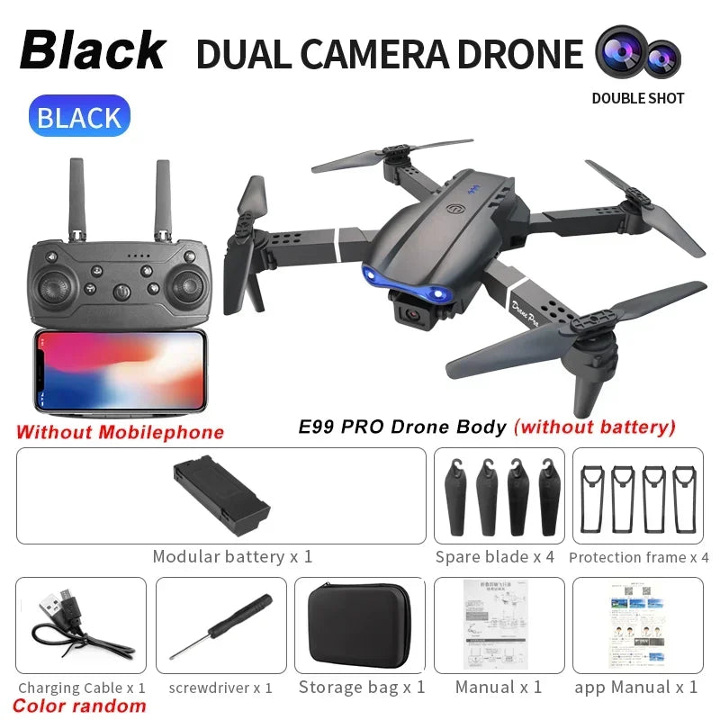 E99 Pro RC Drone Foldable 4K HD Dual Camera Aerial Photography Quadcopter Optical Flow Positioning Altitude Hold Drone Toys Gift