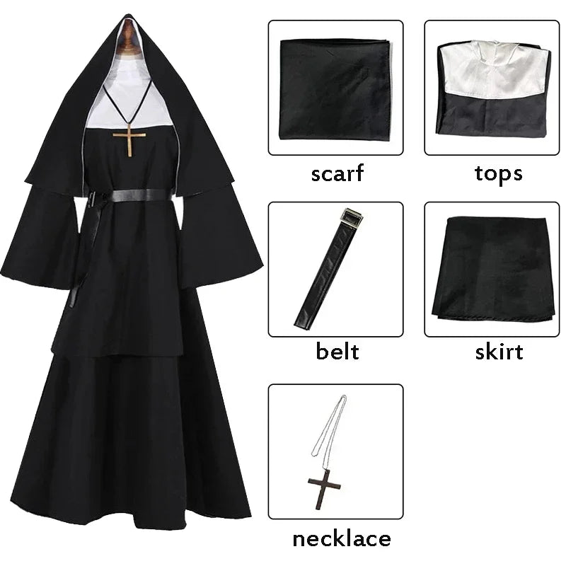 Horror Films The Nun Cosplay Costume The Conjuring Cosplay Black Women Necklace Cross Ghost For Women Costume Halloween Costume