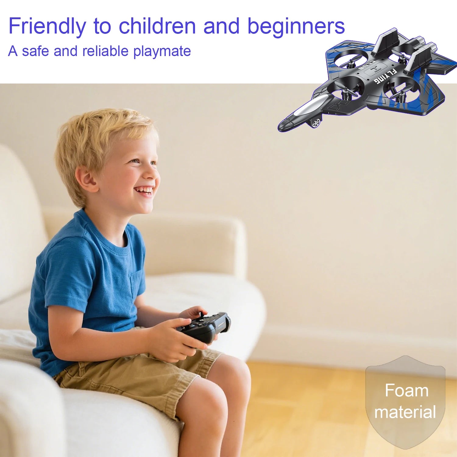 Fighter Jet Style Drone, 1800mAh USB Charging, 2.4GHz Remote Control, Easy Fly for Beginners, Christmas and Halloween Gifts