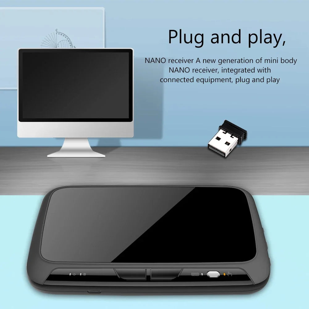 2.4GHz Air Mouse Keyboard USB Dongle Receiver Full Screen Touch QWERTY Keyboard Touchpad Plug And Play for Android Google TV Box