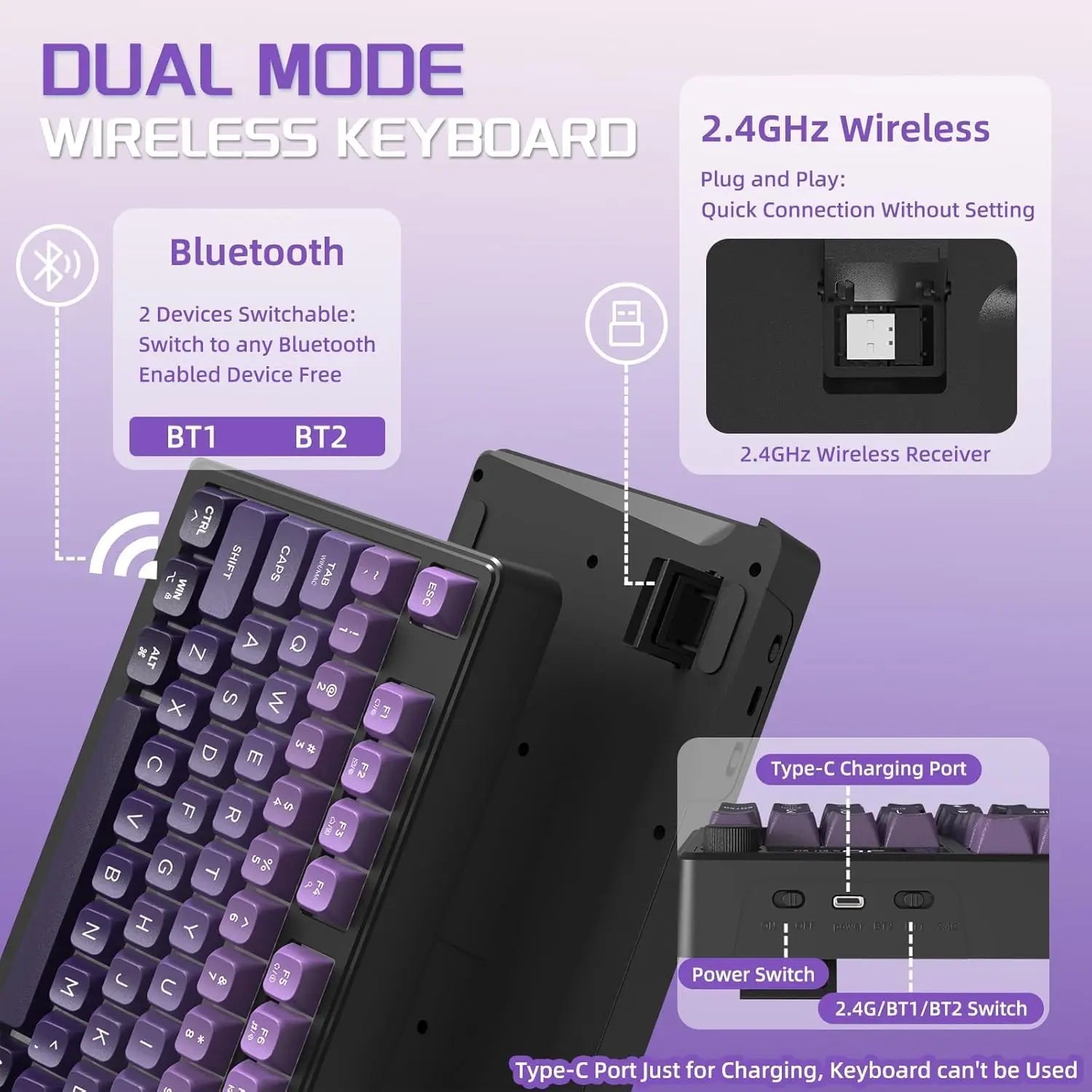 MAMBASNAKE x FREEWOLF M96 Wireless Gaming Keyboard Creamy Membrane with Rainbow Backlight