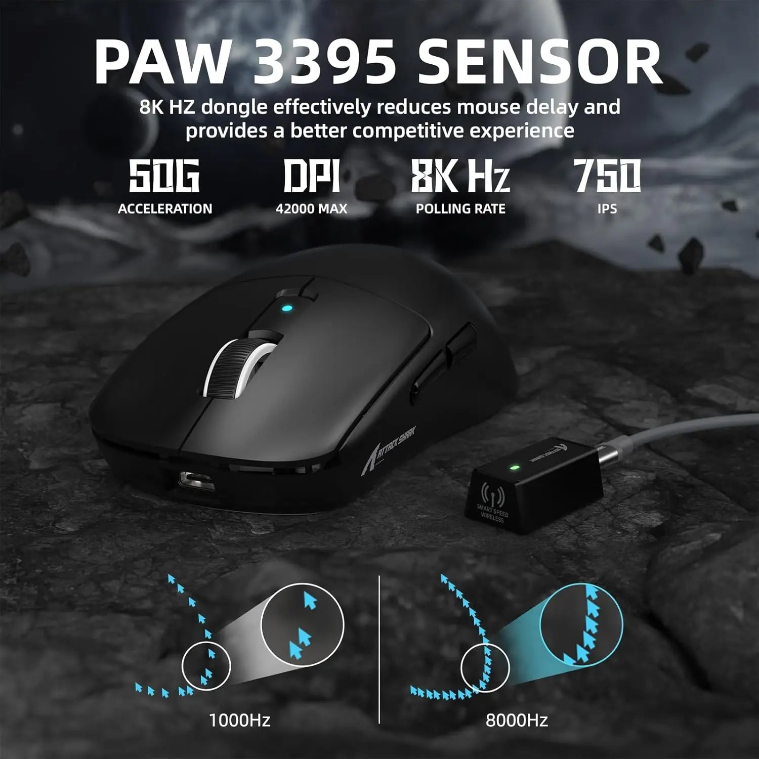 MAMBASNAKE x ATTACK SHARK R6 Wireless Gaming Mouse,PixArt PAW3950MAX 42000 DPI