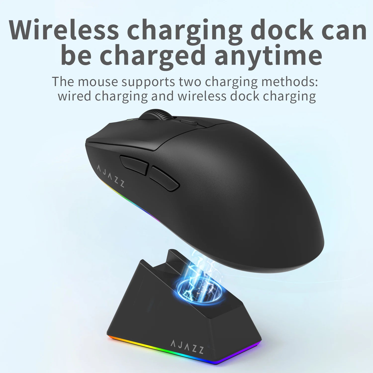 AJAZZ AJ139 V2 Wireless Mouse Three-Mode Gaming Office Professional Right Hand Gaming Magnetic Stand Charger PAW3395
