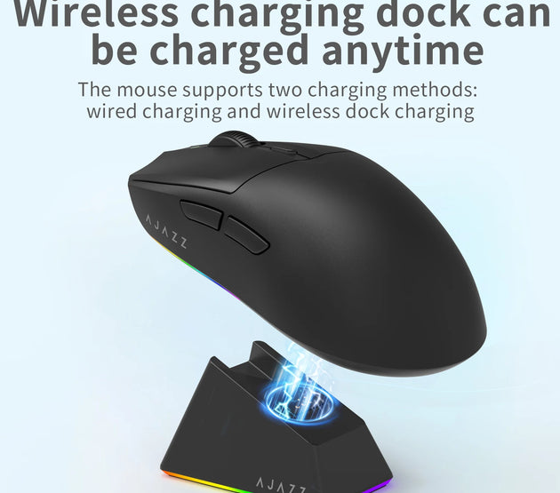 AJAZZ AJ139 V2 Wireless Mouse Three-Mode Gaming Office Professional Right Hand Gaming Magnetic Stand Charger PAW3395