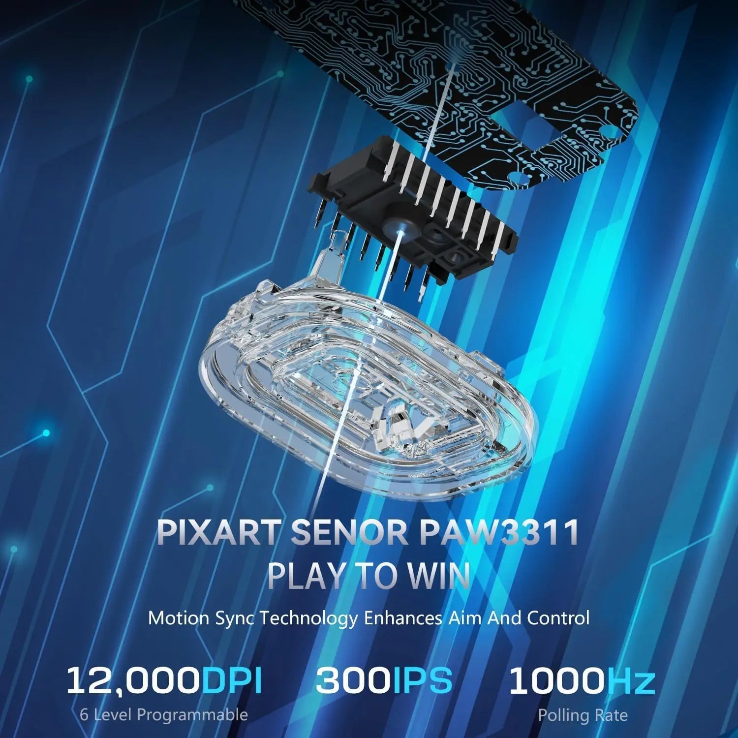 Ajazz AJ099 Superlight Wireless Gaming Mouse, Ergonomic 54g Ultra Lightweight 2.4Ghz/Wired Mouse, PAW331112K DPI for Win/MAC