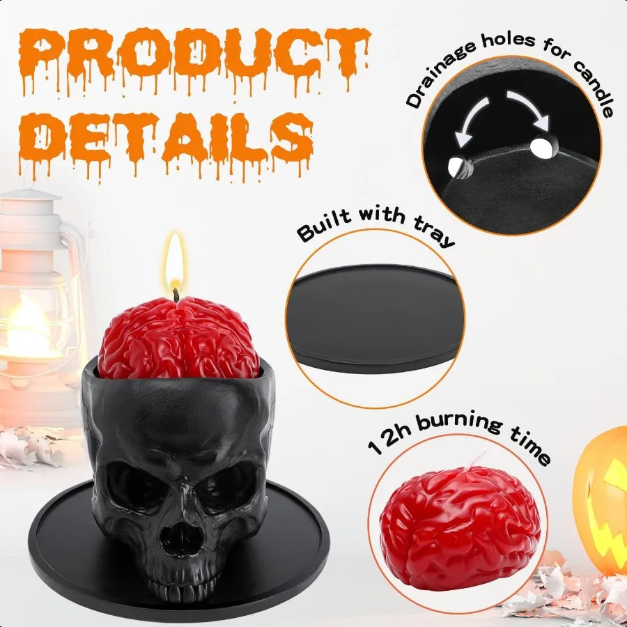 Halloween Decorations Indoor Halloween Candle Skull Bleeding Candle Gothic Decorations for Home Table Bar Indoor Room Spooky De