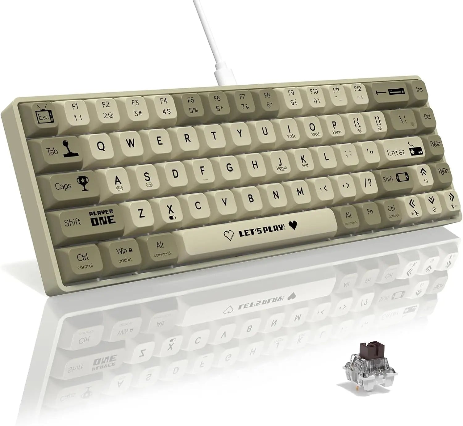 MAMBASNAKE x ATTACK SHARK AK680 65% Wired Mechanical Gaming Keyboard,Hot-Swappable,RGB Rainbow Backlit