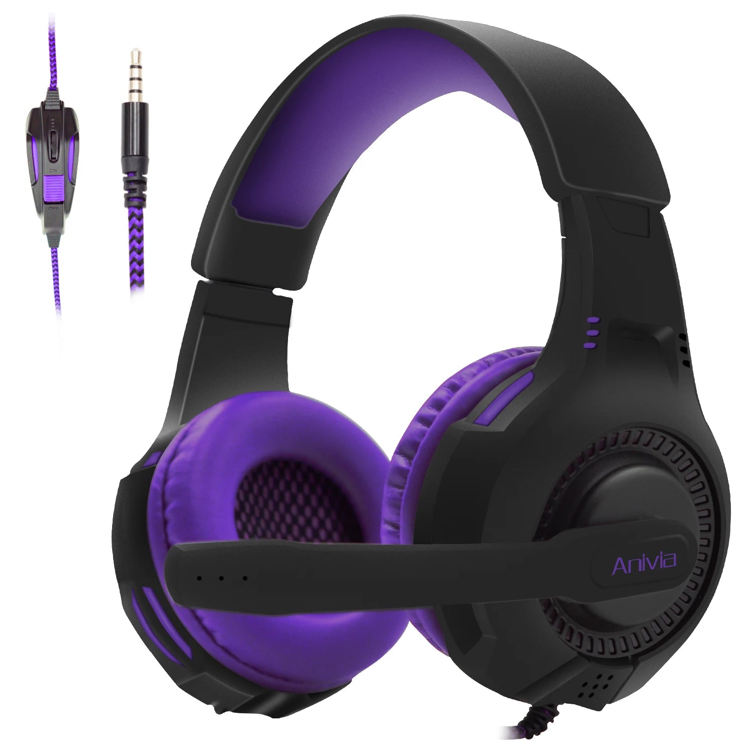 Wired Gaming Headset with Mic Noise Isolating Over-Ear, PC/PS4/PS5/Xbox Compatible, Volume Control, 3.5mm Audio Jack