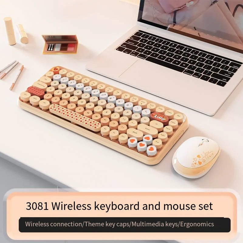 AJAZZ 308i Wireless Keyboard Bluetooth Silent Mouse for Laptop, Mobile Phone, iPad, Tablet Computer, Cute for Office Use