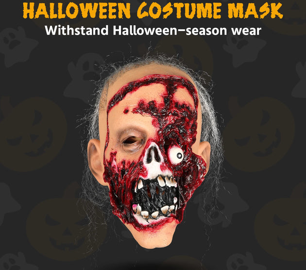 Creepy Old Man Halloween Mask Realistic Latex Scary Face Headgear for Horror Party Cosplay Role Play Terror Costume Accessory