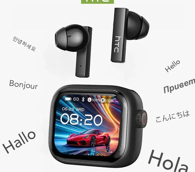 [Ultra HD Screen] HTC NE40 Earphones Bluetooth V6 TWS Sports Wireless Headphones AI Translator Earbud In-Ear Noise Reduction Mic
