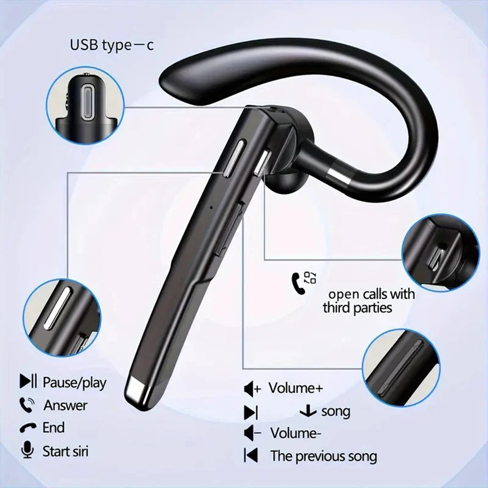 Wireless Bluetooth Headphones,Earbuds with Mic for Phone Hands-free ,Business Sports Waterproof Headset,Ear hook Earphone