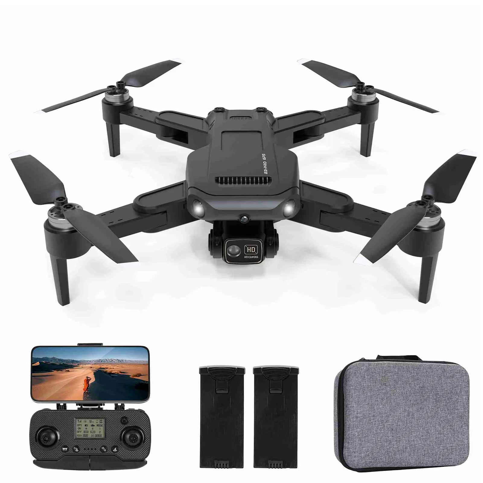 RC Drone RC Drone Brushless Motor Long Flight Times GPS Drone Quadcopter with Remote Controller 2 Batteries Remote Control Drone
