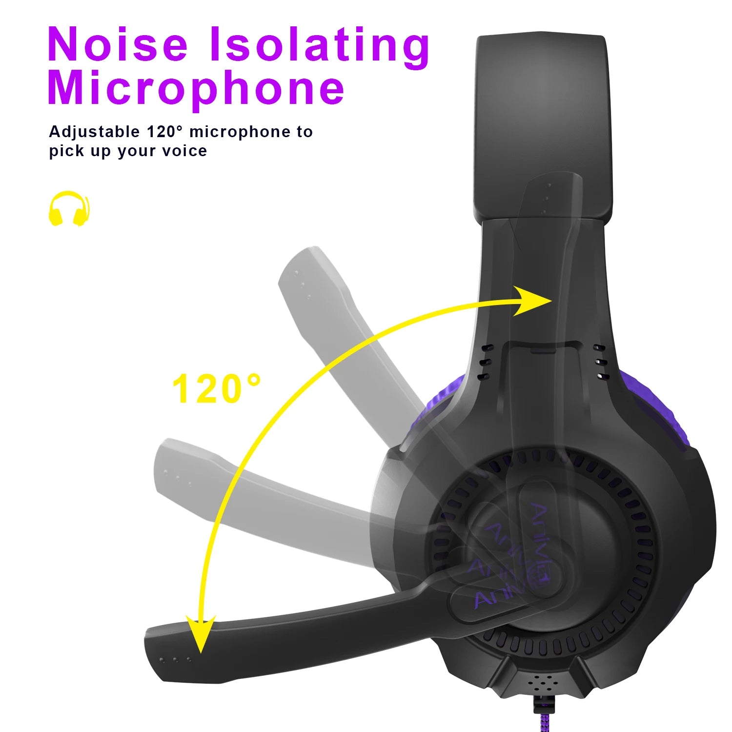 Wired Gaming Headset with Mic Noise Isolating Over-Ear, PC/PS4/PS5/Xbox Compatible, Volume Control, 3.5mm Audio Jack