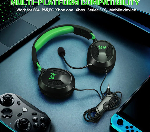 G3100 3.5mm Wired Gaming Headset Over Ear Game Headphones with Omni-directional Microphone for PS5 PS4 Laptop Tablet