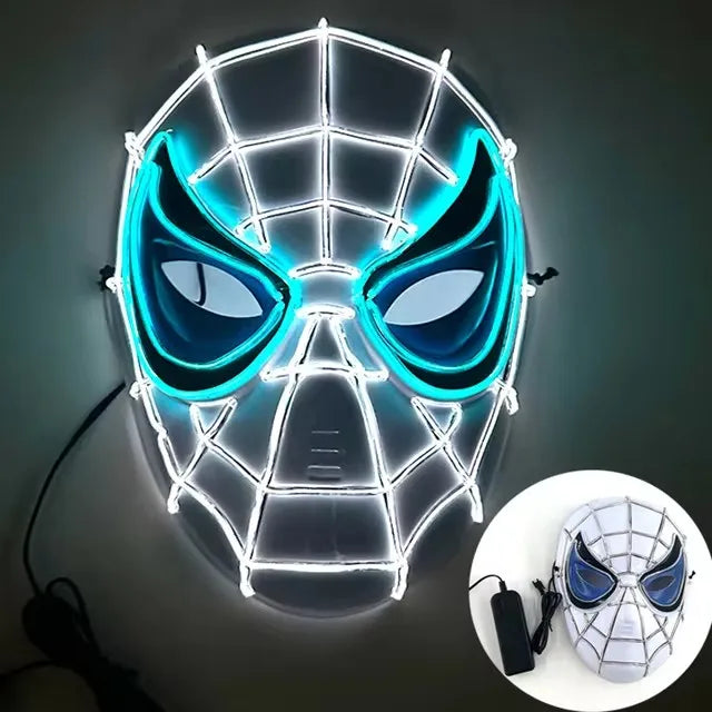 2025 New Arrival Halloween Disguise Mask Cosplay Spider Full Face Mask Halloween Children Headwear Gift Luminous Led Mask
