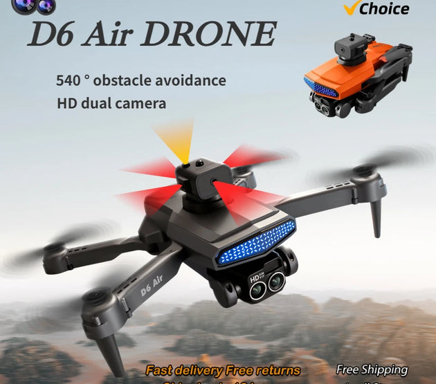New D6 8K Drone Professional HD Dual Camera Optical Flow Localization Obstacle Avoidance WIFI FPV RC Foldable Quadcopter Toys