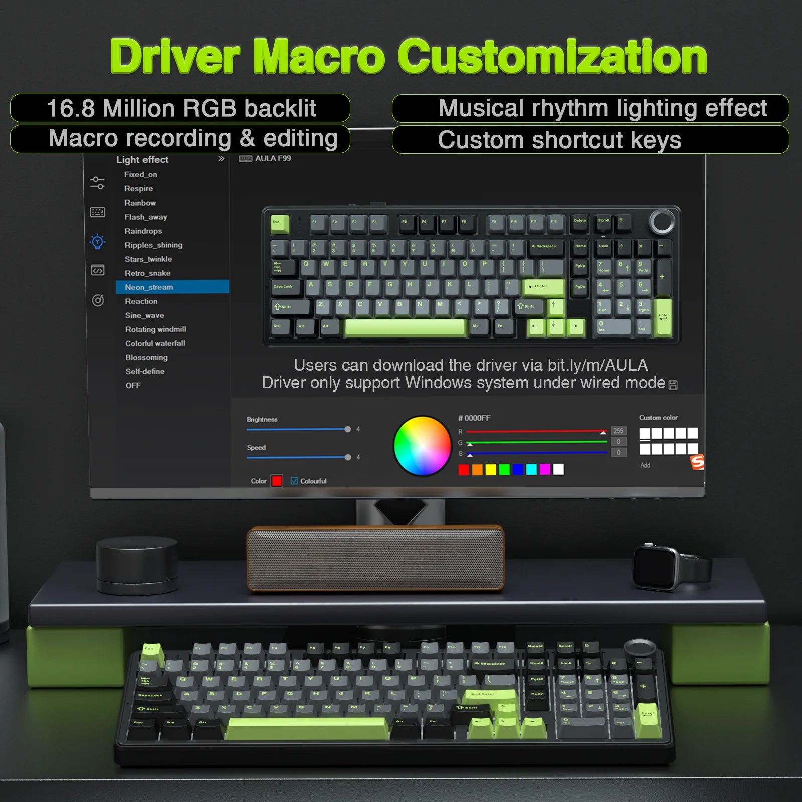 AULA F99pro Wireless Gaming Keyboard Gasket Structure Compatible with 3/5 Pins Hot-swap Mechanical Keyboard with Media Knob