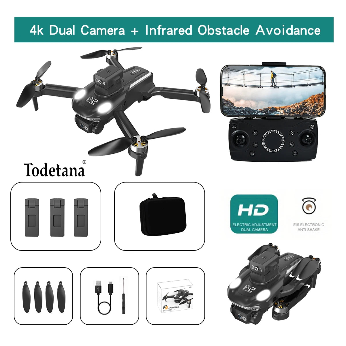F2 Drone 4K Ultra HD Camera Long Battery Life Intelligent Flight Modes Foldable Design GPS Tracking Precision